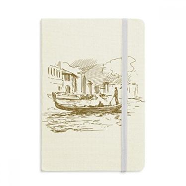 Imagem de Caderno de anotações com estampa de paisagem e estampa do River Boat com capa dura de tecido oficial