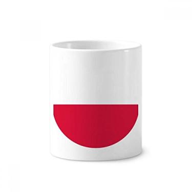 Imagem de Bandeira Nacional da Polônia com Padrão de Símbolo Europeu Porta-Caneta Escova de Dentes Caneca Branca de Cerâmica 355 ml