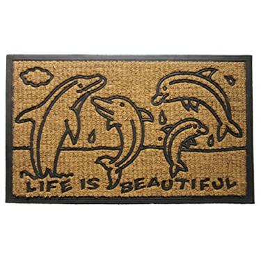 Imagem de Capacho traseiro de borracha Imports Decor de cobre, família de golfinhos, 45,7 cm x 76,2 cm