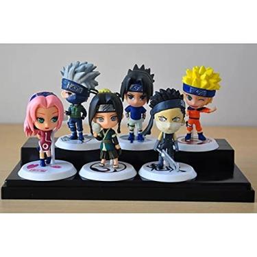 Imagem de Kit 6 Bonecos Miniaturas Anime Naruto Sasuke Action Figures
