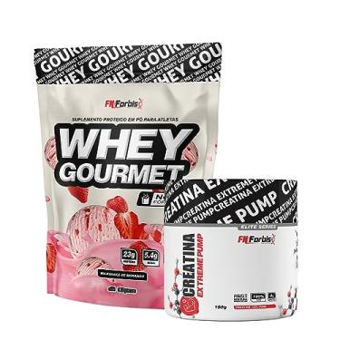 Imagem de Whey Protein Gourmet Refil 907g + Creatina Extreme Pump Elite Series 150g - FN Forbis Nutrition (Milkshake de Morango)