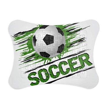 Imagem de Moldura de quebra-cabeça esportiva de futebol verde para decoração de quadros, ornamento de jogo de quebra-cabeça