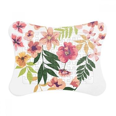 Imagem de Moldura de quebra-cabeça com desenho de folhas de flores, aquarela, decoração de imagem