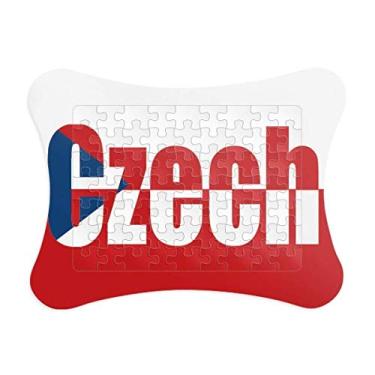 Imagem de Moldura de quebra-cabeça com nome da bandeira do país tcheco Decoração de imagem Enfeite de jogo de quebra-cabeça