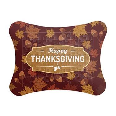 Imagem de Moldura de quebra-cabeça com estampa de folha de Dia de Ação de Graças, decoração de imagem