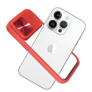 Imagem de Lzzox Capa para iPhone 15 Pro [dissipação rápida de calor] [proteção contra quedas de 4,5 m] compatível com carregador sem fio Magsafe, lente de câmera, capa deslizante, moldura de PC, amortecedor de resfriamento à prova de choque (vermelho)