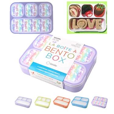Imagem de Lancheira Unicorn Bento para meninas, crianças | Recipientes de lanche com 4 divisórias de compartimento, caixas para crianças pré-escolares, almoços de creche sem BPA, seguro para alimentos e