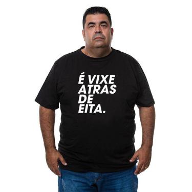 Imagem de Camiseta Plus Size Masculina Algodao Frase Vixe Atras De Eita Com Abridor De Garradas Integrado