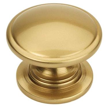 Imagem de Pacote com 10 - Puxador redondo dourado champanhe Cosmas 4702GC - 3,5 cm de diâmetro - Base larga