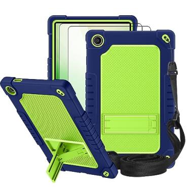 Imagem de FIEWESEY Capa para tablet Walmart Onn 11 (modelo: 100110027), híbrida, resistente à queda, à prova de quedas, à prova de choque, compatível com crianças, capa protetora para tablet Onn 11 Pro + protetor de tela (azul marinho/verde, pacote com 2)
