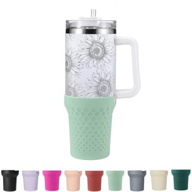 Imagem de Uvafly Bota de silicone para Stanley Cup, acessórios de manga protetora inferior para Quencher H2.0 FlowState Tumbler 1,134 g / Adventure Quencher Tumbler 1,134 g (verde claro)