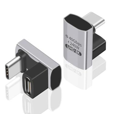 Imagem de Duttek Adaptador USB C 240W de 180 graus, 2 unidades, conector USB C macho para fêmea de 40 Gbps para Steam Deck, Thunderbolt, Switch, laptop, MacBook