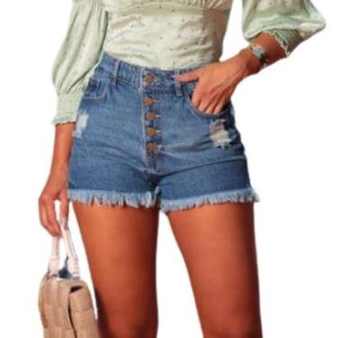 Imagem de Shorts Jeans Feminino Destroyed Botões Lumini 2045-Feminino