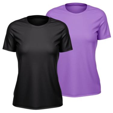 Imagem de Kit 2 Camisetas Feminina Dry Manga Curta Proteção UV Slim Básica Academia Treino ness-Feminino