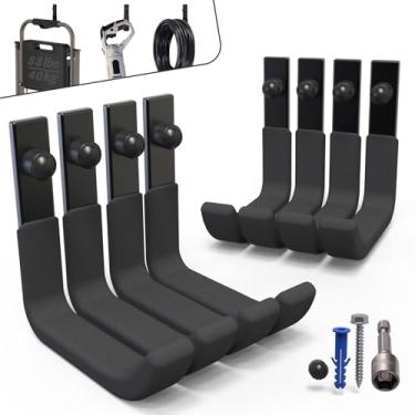 Imagem de Pacote com 8 ganchos de armazenamento de garagem, ganchos de escada, ganchos de parede de aço, ganchos utilitários para pendurar ferramentas de galpão pesadas, cordas, mangueiras de jardim, pá, itens a granel, etc. (40 kg, 4 polegadas)