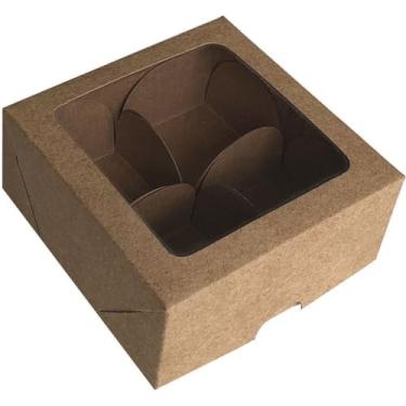 Imagem de Embalagem Para Doces, Cristina, Kraft, 9,2x9,2x3 cm, Pacote com 10