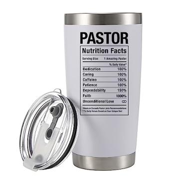 Imagem de Pastor Nutritional Facts For Ministers Pregadores Ordenação Caneca de Viagem Bem-vindo Apreciação Aniversário Natal Copo Isolado a Vácuo Branco 200 ml Com Tampa e Canudo