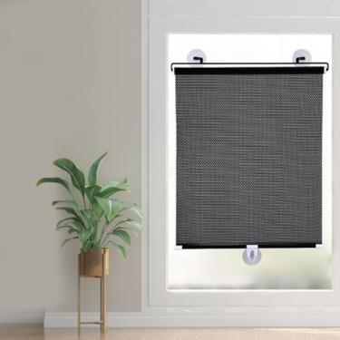 Imagem de Guarda-sol, cortinas blackout para janelas, cortina de sombreamento de isolamento solar cortina de janela persiana cozinha escritório carro tela de privacidade (altura 125.0 cm) (cor: preto, tamanho: