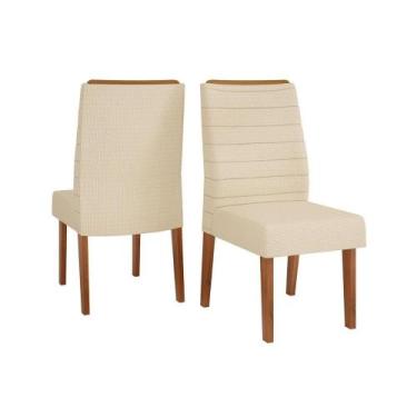 Imagem de Cadeira Sala de Jantar Ondina Kit 2 Un Freijo/Linho Neve - DJ Móveis