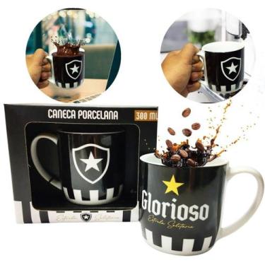 Imagem de Caneca Xicara Porcelana Premium Urban 300Ml Café Botafogo - Brasfoot