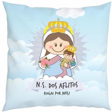 Imagem de Almofada Com Enchimento Oração Santinho Nossa Senhora dos Aflitos - Co