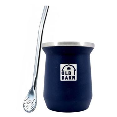 Imagem de Kit Tereré 1 Cuia Térmica Parede Dupla De Alumínio Old Barn 1 Bomba Li