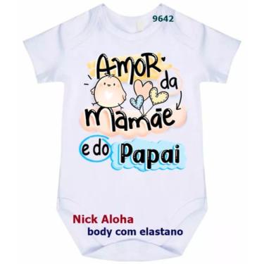 Imagem de body bebê amor da mamãe e do papai Cód 9642 - NICK ALOHA, Branco, M
