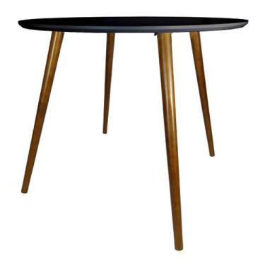 Imagem de Mesa Jantar Redonda Branco 80cmTampo Mdf Pé Palito Inclinada - JT Home