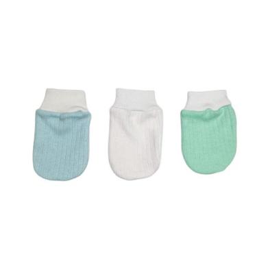Imagem de Luva de bebê kit com 3 pares canelados - Confecções Castelo, Azul