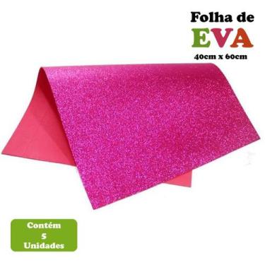 Imagem de Pacote Eva Emborrachado 5 Unidades C/ Glitter 40x60cm - LeoArts, Rosa