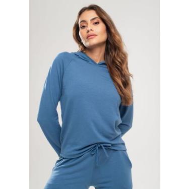 Imagem de Casaco Com Capuz Moletinho Azul Salvatore Fashion, Azul claro, P