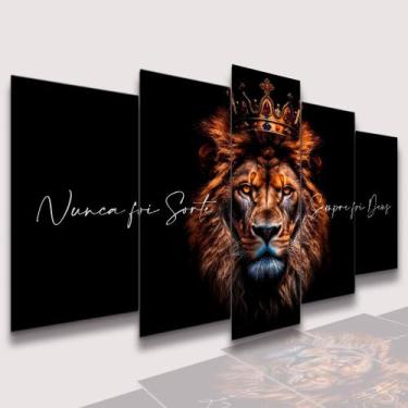 Imagem de lConjunto Quadro Decorativo Mosaico Com Foto Personalizado Leão  PVC D