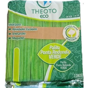 Imagem de 100 Palito Picolé Sorvete Ponta Redonda Theoto - 6 Cores, Verde