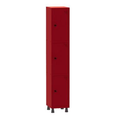 Imagem de Armário Guarda Volume Locker Roupeiro 1 Vão 3 Portas Aço GRP501/3 Verm