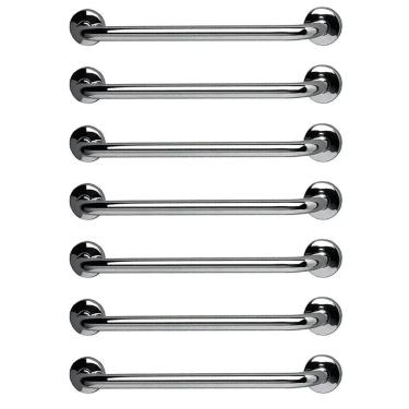 Imagem de Barra de Apoio 60cm Aço Inox Kit 7 Unidades Banheiro Box Acessibilidade Gestante Idoso Segurança Suporte Escada Corrimao
