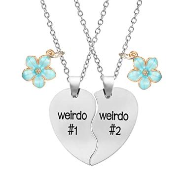 Imagem de Colares MJartoria Best Friend Colar BFF para 2 Presentes de Dia dos Namorados Coração Dividido Weirdo 1 Conjunto de Pingente Weirdo 2 Best Friends Forever