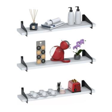 Imagem de 3 Prateleiras Suspensa Estilo Industrial Madeira 60cm UN P - Unidas St