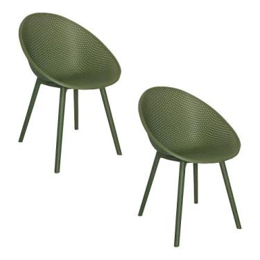 Imagem de Kit 2 Cadeiras Área Externa de PP Marina com Base Desmontável Verde G5