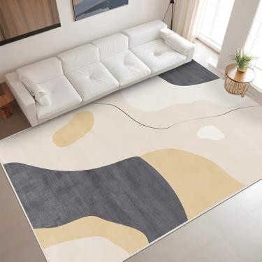 Imagem de Tapete de veludo cristal estilo creme simples, sala de estar, sofá, mesa de centro, quarto, fácil de cuidar, carpete, decoração para casa, lavável, 5.120 x 200 cm, 47 x 79 polegadas