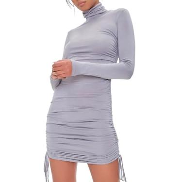 Imagem de Forever 21 Minivestido feminino franzido com cordão, Cinza, P