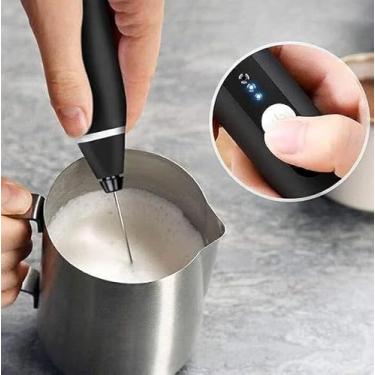 Imagem de Mini Mixer Misturador de Bebidas Batedor de Ovos Processador Elétrico Recarregável Portátil Inox Fuê Multiuso Premium Turbo Sem Fio Carregamento Usb Três Velocidades