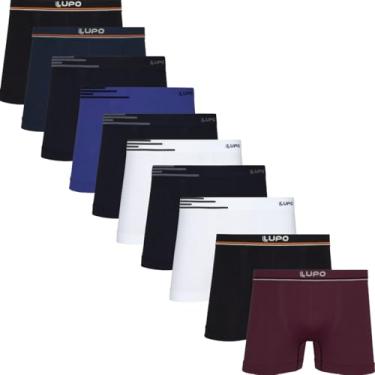 Imagem de Kit 10 Cuecas Boxer Lupo Microfibra Box Sem Costura Adulto Masculino 436 (Multicor, GG)