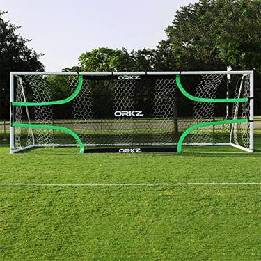 Imagem de ORKZ Rede De Alvo De Gol De Futebol - Equipamento De Treinamento De Pontuação De 24 Pés X 8 Pés - Melhore Os Alvos De Tiro Para Prática De Chute, Folha De Alvo Portátil Com Bolsa De Transporte, Estaca