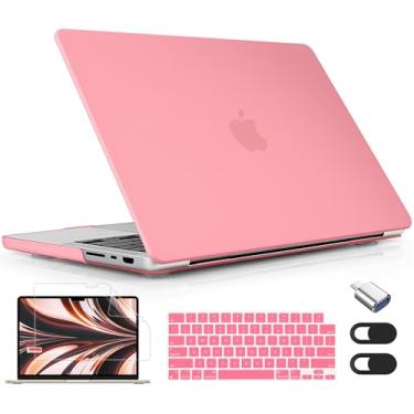 Imagem de Lepeoac Compatível com MacBook Pro 16 polegadas 2023 2022 2021 versão M3 A2991 M2 A2780 M1 A2485 Pro Max, capa rígida de plástico com capa de teclado e protetor de tela, rosa fosco