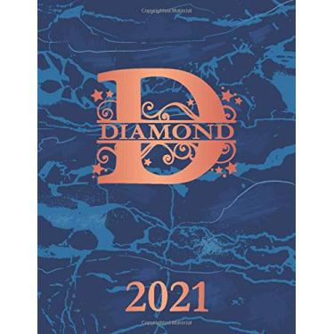 Imagem de Diamond: 2021. Personalized Name Weekly Planner Diary 2021. Monogram Letter D Notebook Planner. Navy Blue Marble & Copper Cover. Datebook Calendar Schedule
