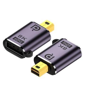 Imagem de JORINDO Pacote com 2 adaptadores mini DisplayPort para Mini DisplayPort, Mini DP macho para DP fêmea Displayport 1.4, 7680x4320P 8K60hz para monitor de vídeo PC Laptop (Mini DP macho para DP fêmea)