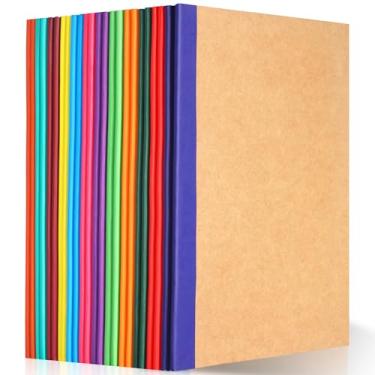 Imagem de miikoul 24 cadernos de composição a granel, A5 pautados em kraft, diário pautado na faculdade com lombadas arco-íris, diários de viagem de 60 páginas para material de escritório escolar, 21 x 14 cm,