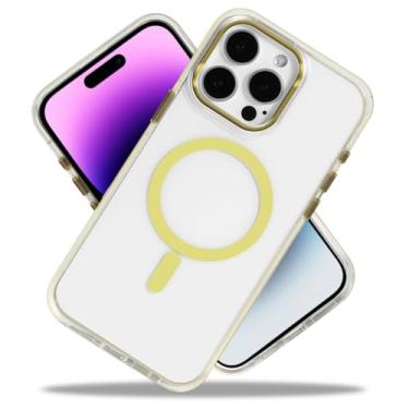 Imagem de ZHEGAILIAN Capa para iPhone 16 Pro Max, compatível com MagSafe, proteção de nível militar, cantos à prova de choque, capa magnética para celular para iPhone 16 Pro Max - verde mostarda transparente