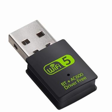 Imagem de Adaptador USB WiFi Bluetooth, receptor externo de rede sem fio de banda dupla de 600 Mbps 2,4/5 GHz, mini dongle WiFi para PC/laptop/desktop