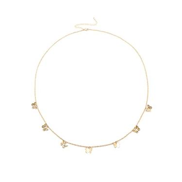 Imagem de Correntes de cintura para mulheres sexy, banhado a ouro 18 k, clipe de papel, espinha de peixe, borboleta, strass, corrente de barriga para mulheres, joias de praia, biquíni, corrente corporal, Metal,